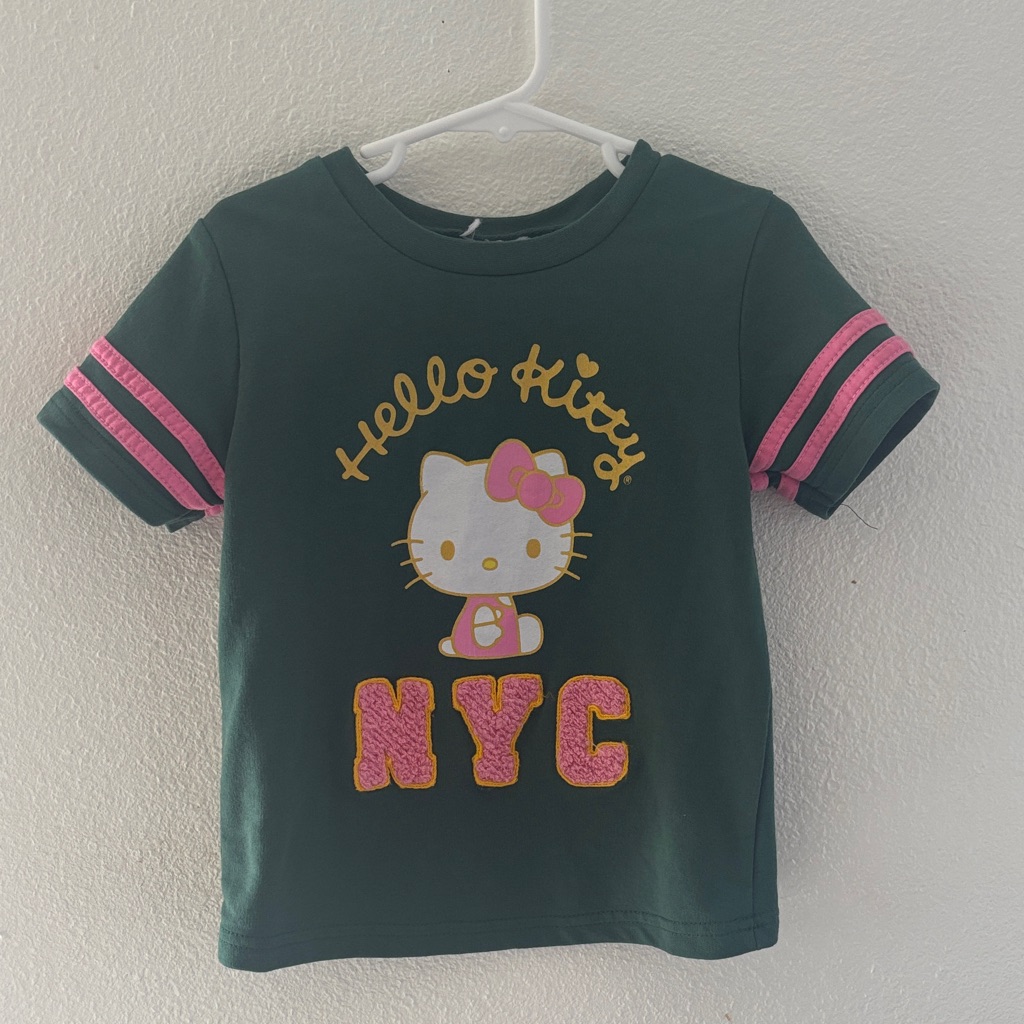 Hello Kitty Dark Green And Pink Kids T-Shirt